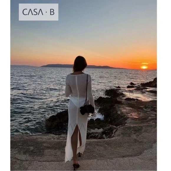 NEW to CASA B💫| Sameera Floral Declotte Shirred Ivory Sheer Midi Dress - Picture 8 of 12